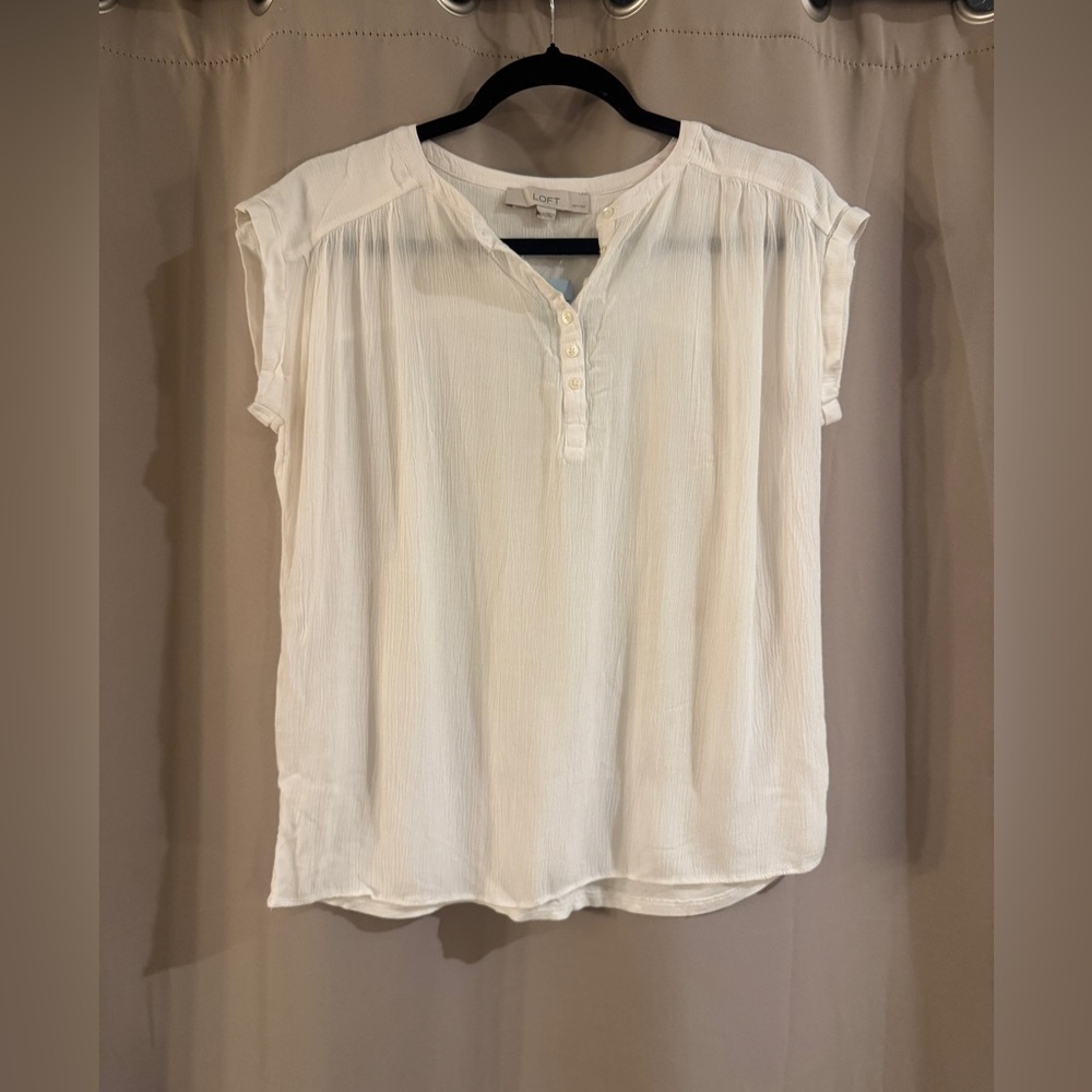 NWT LOFT White  Button-Front Blouse